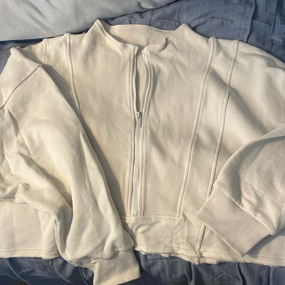 BuffBunny Threads Quarter Zip Crop -Bone XL
